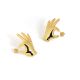 Fine Jewelry Holiday Yellow Gold Plated OK Hand S999 Sterling Silver Electroforming Hollow Light Exaggerated Earrings